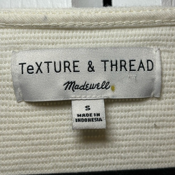 Madewell Textured & Thread - Top Long Sleeve Tie Front Ribbed Cream in Size S - Picture 6 of 7
